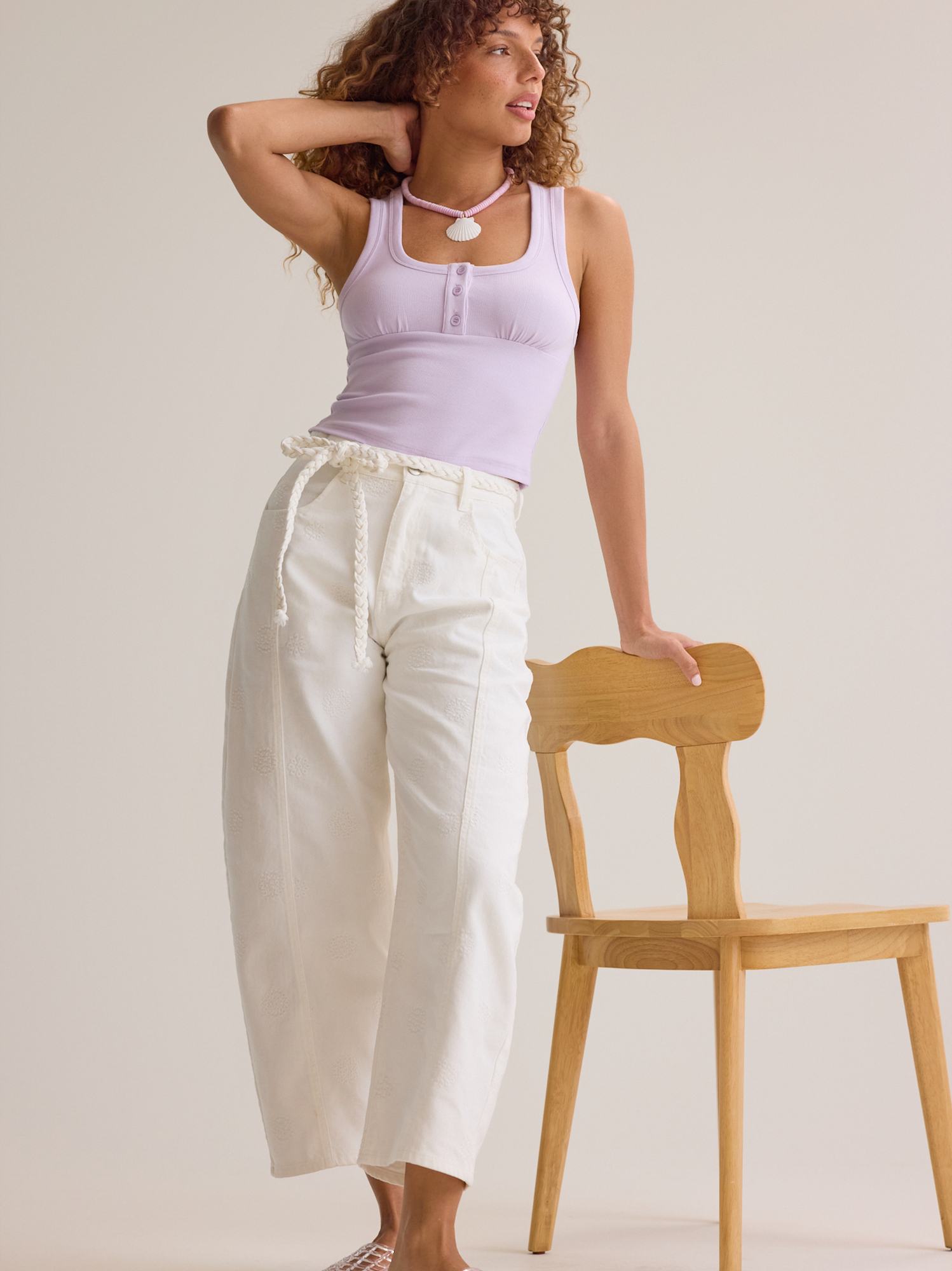 Raeleigh Tie Eyelet Pants in Ivory | Altar'd State