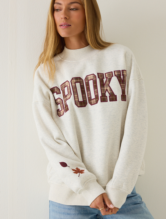 Spooky Applique Mock Neck Sweatshirt Detail 2 - Altar'd State