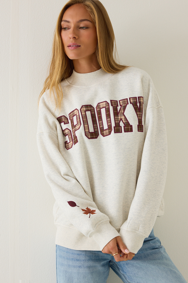 Spooky Applique Mock Neck Sweatshirt Detail 2 - Altar'd State