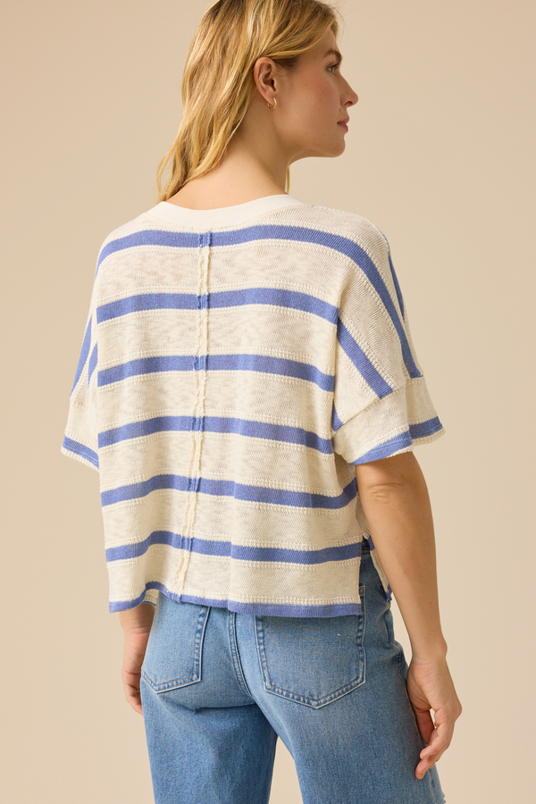 Dylan Striped V-Neck Top Detail 4 - Altar'd State