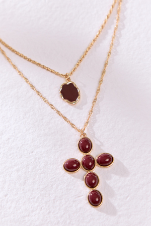 Merlot Cross Necklace - Altar'd State - 