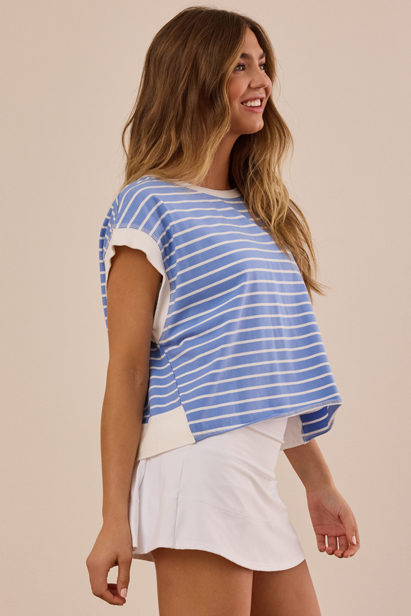 In Motion Stripe Circle Back Tee Detail 5 - Altar'd State