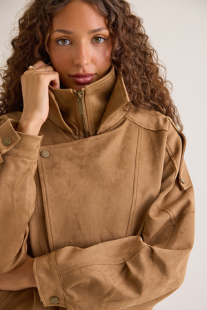 Addy Suede Bomber Jacket - Altar'd State - 