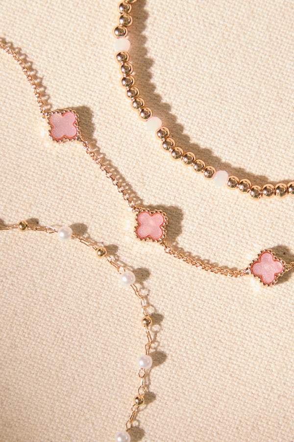 Dainty Clover Pearl Bracelet Set - Altar'd State