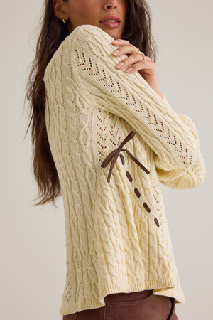 Christi Bow Knit Sweater - Altar'd State - 