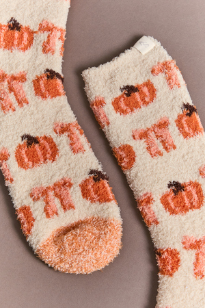 Autumn Pumpkin Fuzzy Socks - Altar'd State - 
