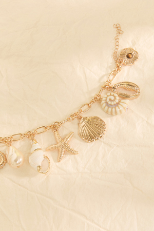Pearl & Shell Charm Bracelet - Altar'd State - 