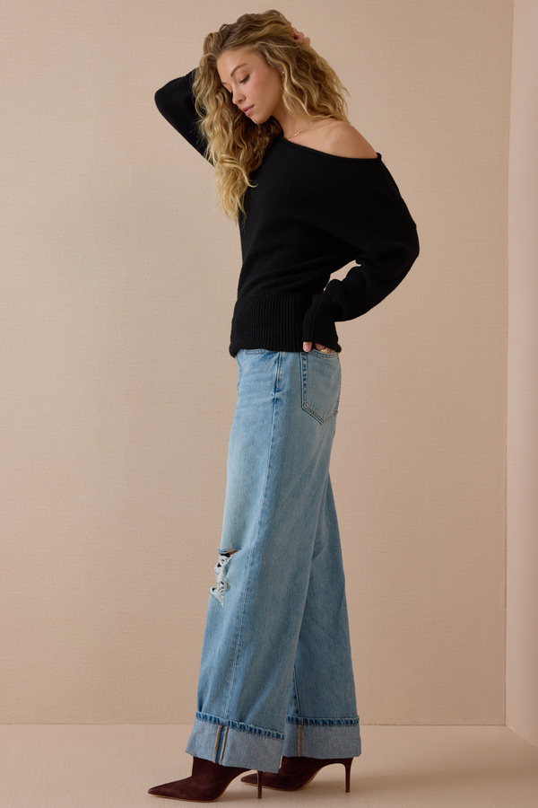 Marisol Boatneck Banded Hem Sweater Detail 5 - Altar'd State
