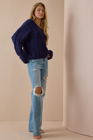 Harper V-Neck Cable Knit Sweater - Altar'd State
