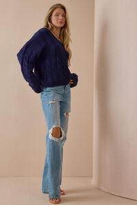 Harper V-Neck Cable Knit Sweater Detail 2 - Altar'd State