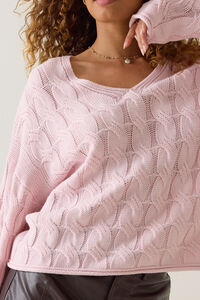 Harper V-Neck Cable Knit Sweater Detail 2 - Altar'd State