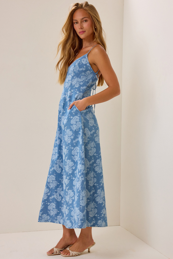 Sienna Denim Maxi Dress Detail 6 - Altar'd State