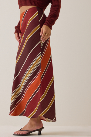 Asher Bias Stripe Midi Skirt - Altar'd State - 