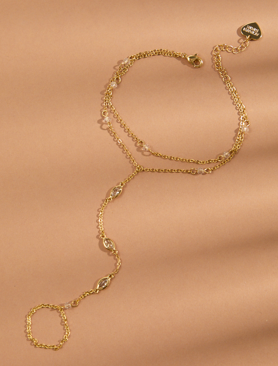 18K Gold Layered Hand Chain Detail 2 - Altar'd State