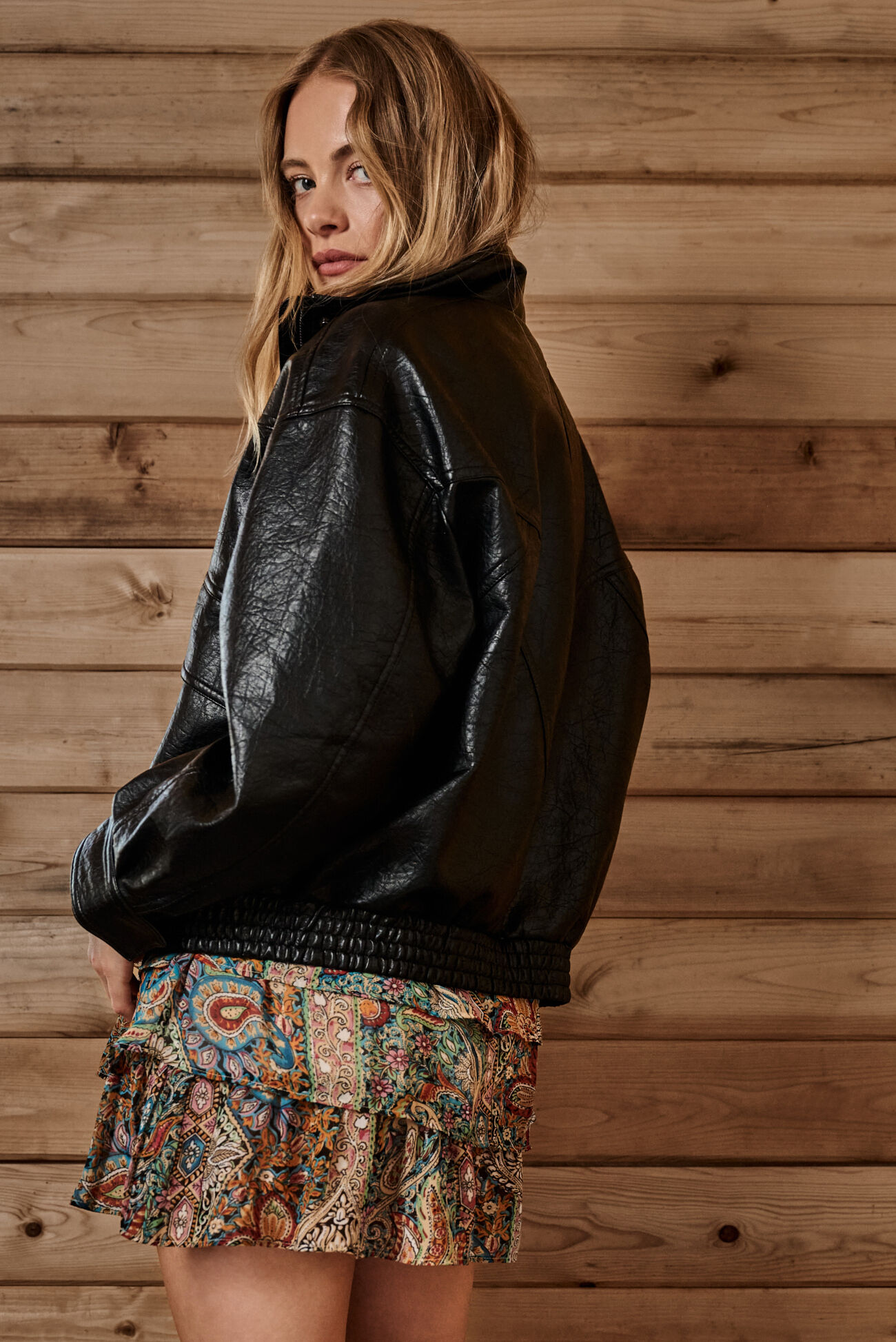 Mona Vegan Leather Bomber Jacket