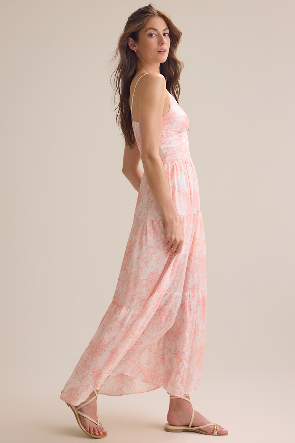 Kellsa Twist Front Maxi Dress in Cloral & White | Altar'd State