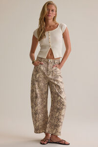 Josie Snake Skin Barrel Pant Detail 3 - Altar'd State