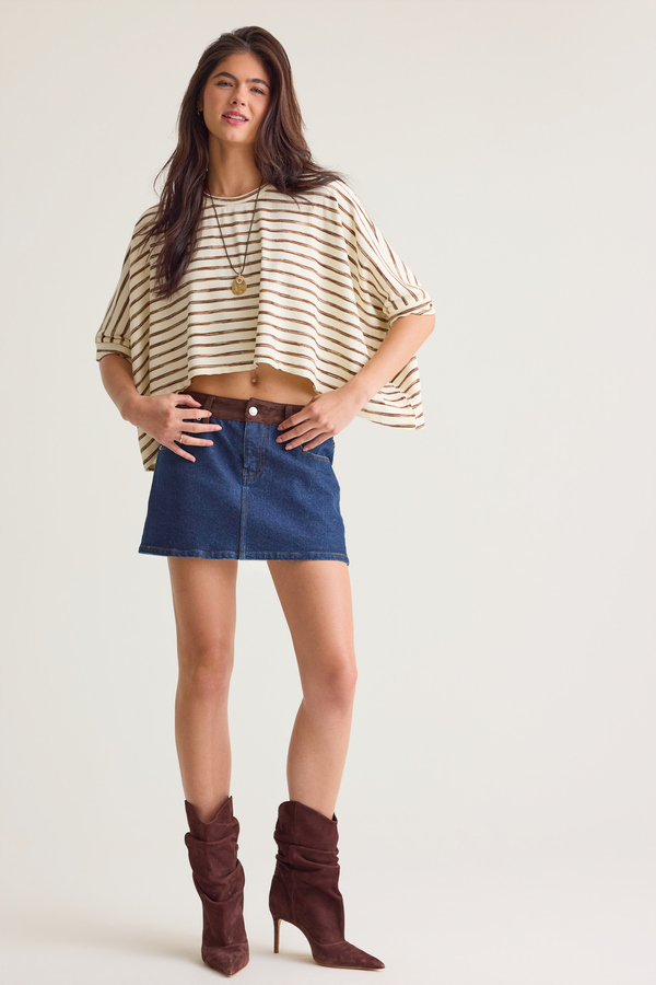 Belle Striped Boxy Tee Detail 2 - Altar'd State