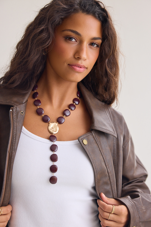 Flat Beaded Y Necklace - Altar'd State