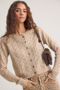 Elara Pointelle Button Up Cardigan Detail 4 - Altar'd State