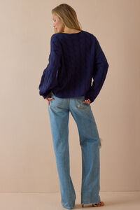 Harper V-Neck Cable Knit Sweater Detail 4 - Altar'd State