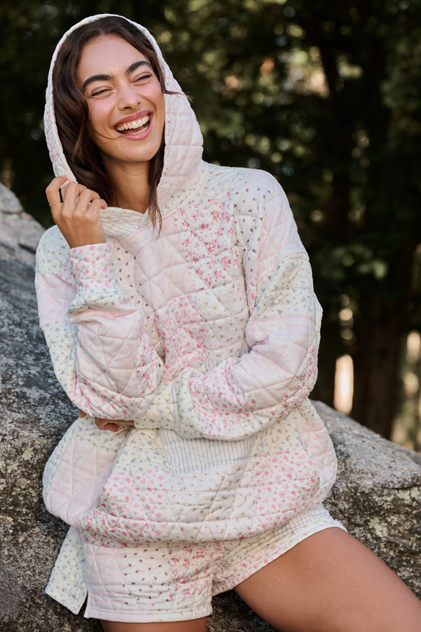 Move Free Patchwork Hoodie in Floral & White | AS Revival