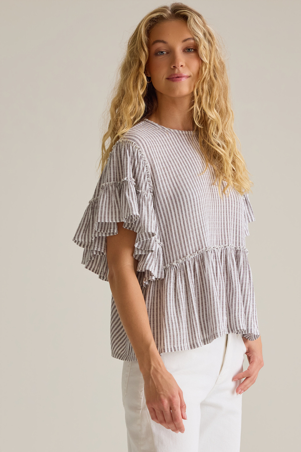 Rebecca Striped Ruffle Top Detail 4 - Altar'd State