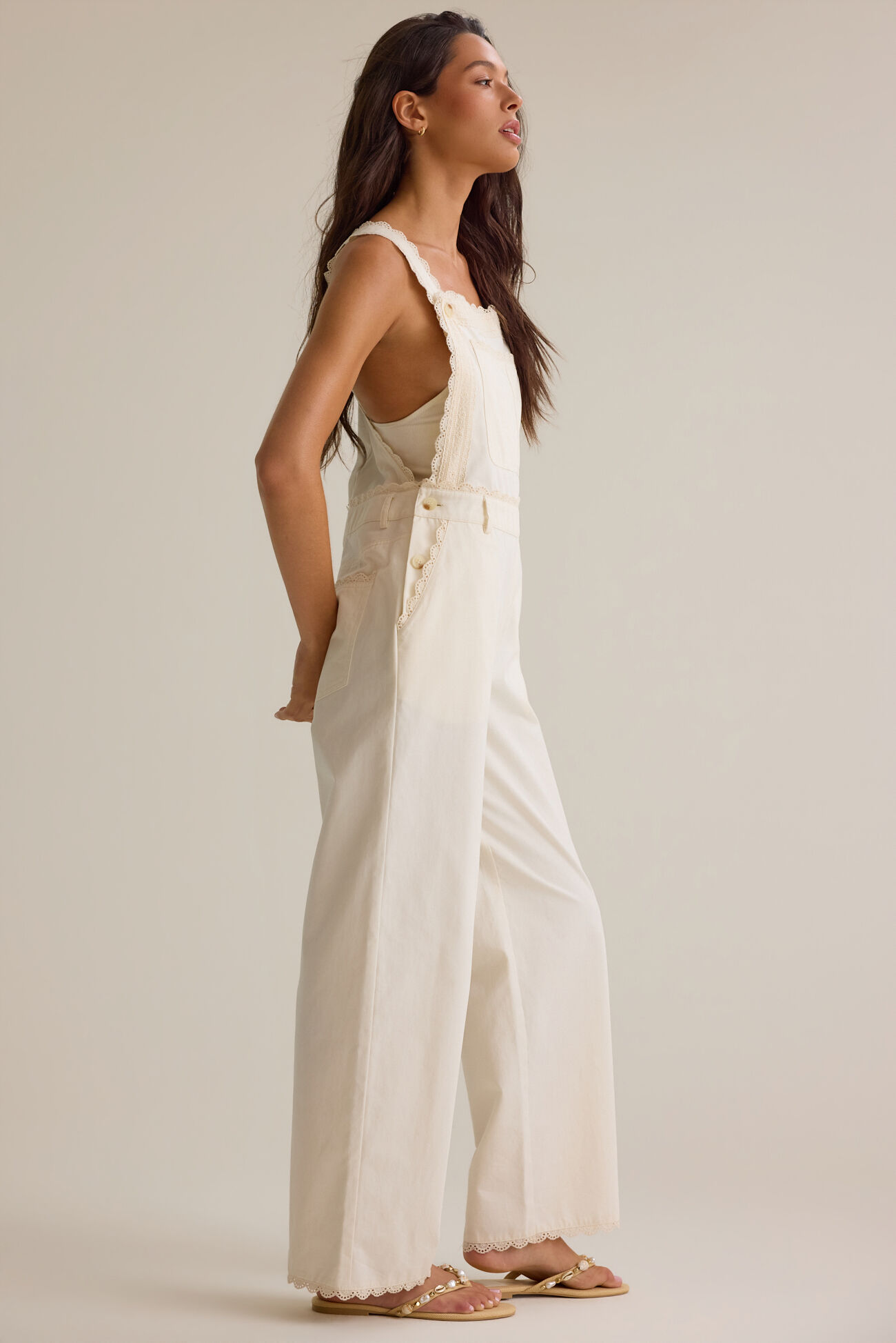 Ivy Lace Trim Overalls