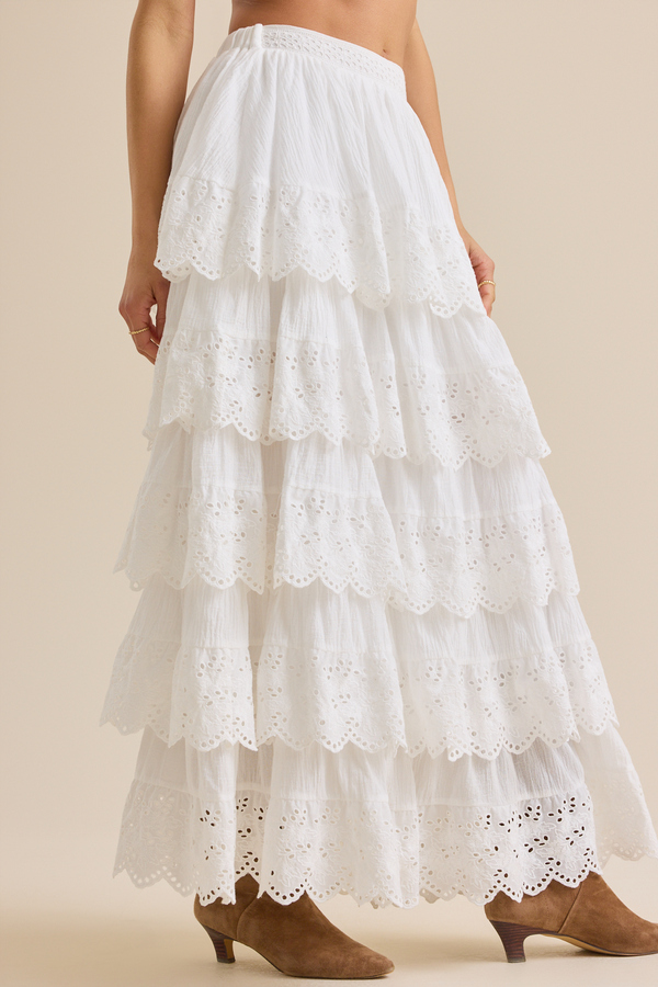 Dara Crochet Midi Skirt in White | Altar'd State