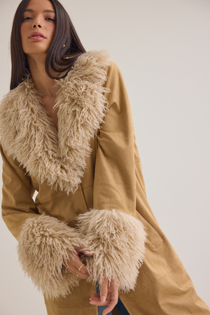 Jaylee Suede Fur Trim Jacket - Altar'd State - 