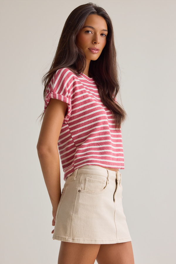 Hattie Stripe Roll Sleeve Crew Detail 2 - Altar'd State