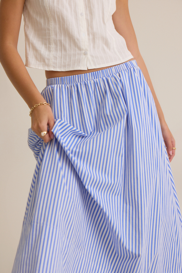 Sloane Stripe Midi Skirt Detail 3 - Altar'd State