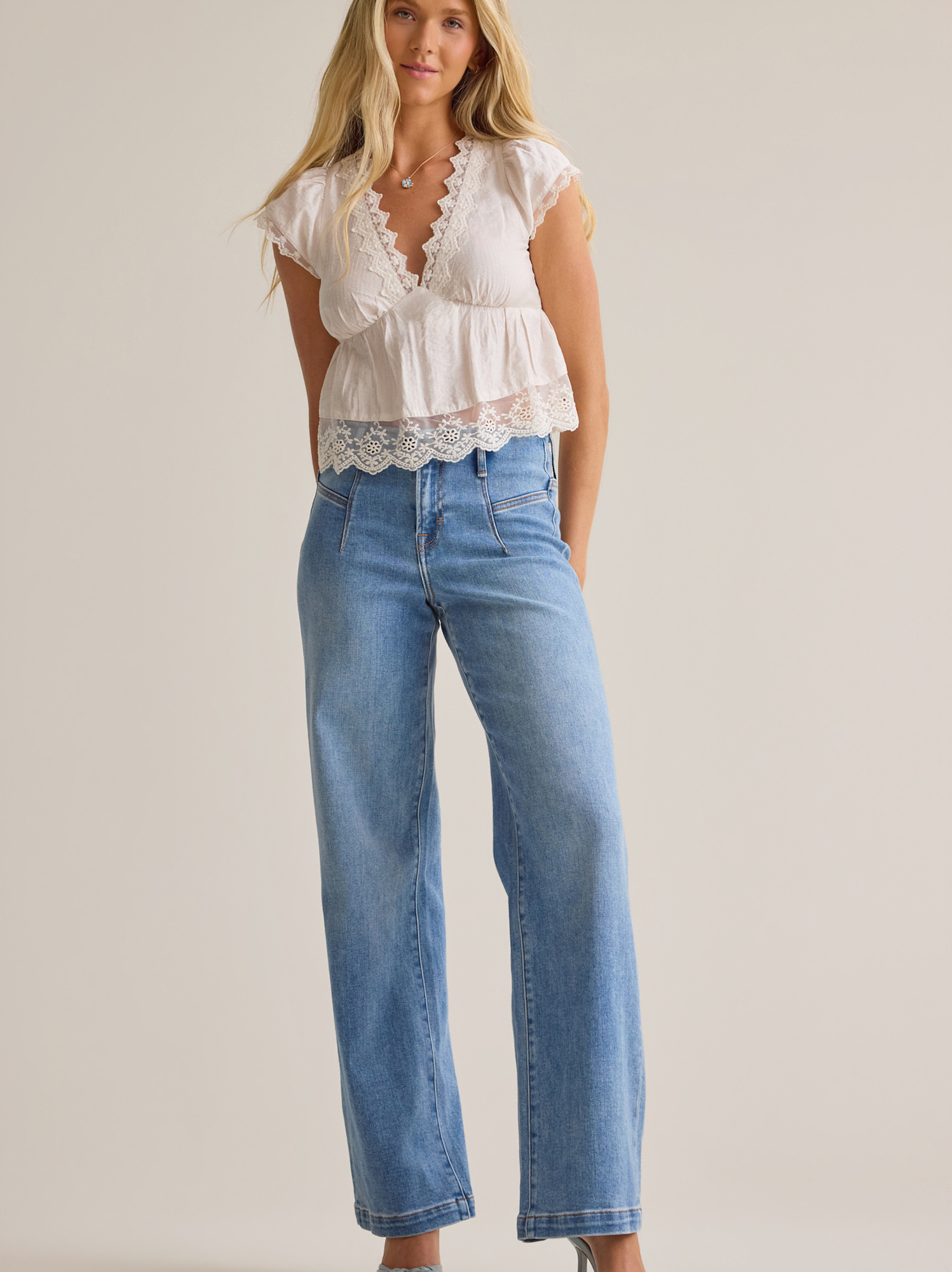 Lennie High Rise Seam Jeans in Medium Wash | Altar'd State