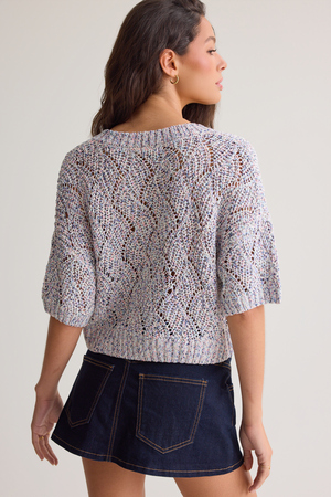 Genevieve Pointelle Button Up Cardigan - Altar'd State - 