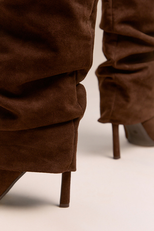 Avery Foldover Suede Stiletto Boots - Altar'd State
