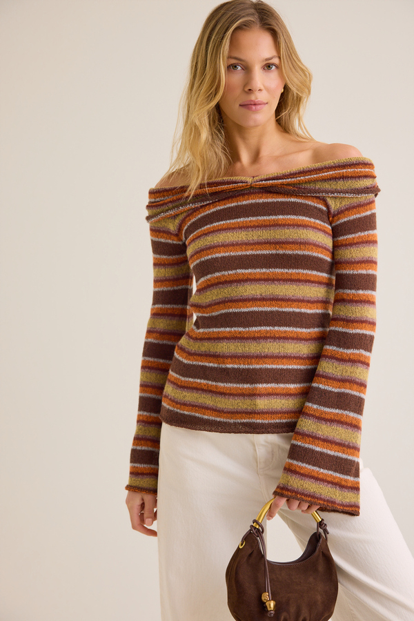 Mayte Striped Sweater Detail 2 - Altar'd State