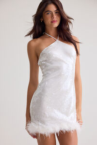 Lucia Sequin Feather Trim Dress Detail 3 - Altar'd State