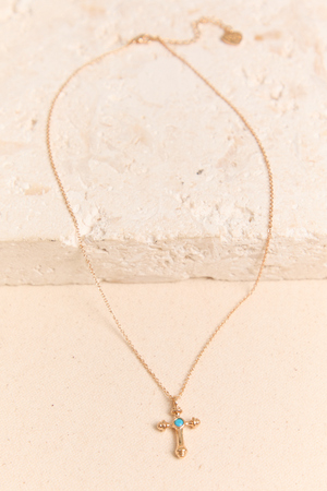 Coastal Rope Turquoise Cross Necklace - Altar'd State - 