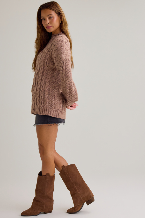 Noel Oversized Cable Knit Sweater Detail 4 - Altar'd State