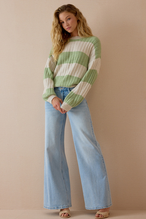 Vivi Rib Stripe Sweater - Altar'd State - 