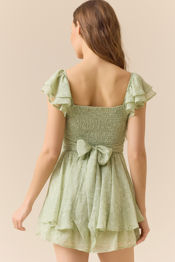 green emerald velvet dress Sage Green Romper