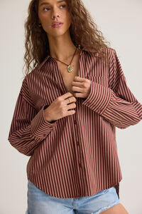 Brandi Striped Button Down Top - Altar'd State