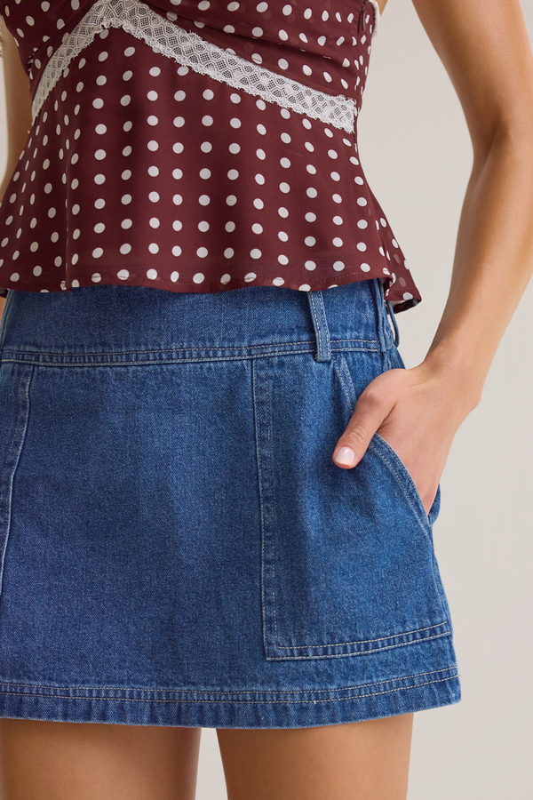 Karsen Denim Mini Skirt Detail 2 - Altar'd State