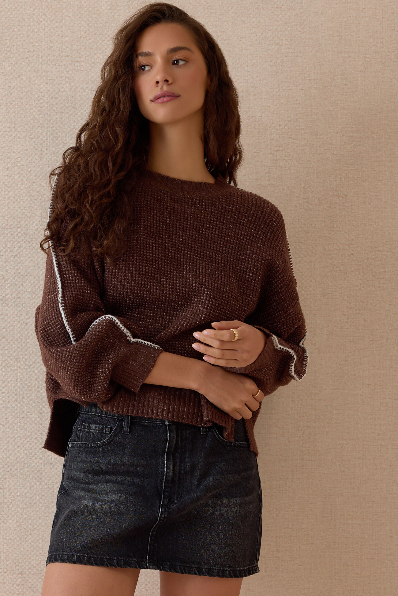 Lenora Contrast Stich Sweater