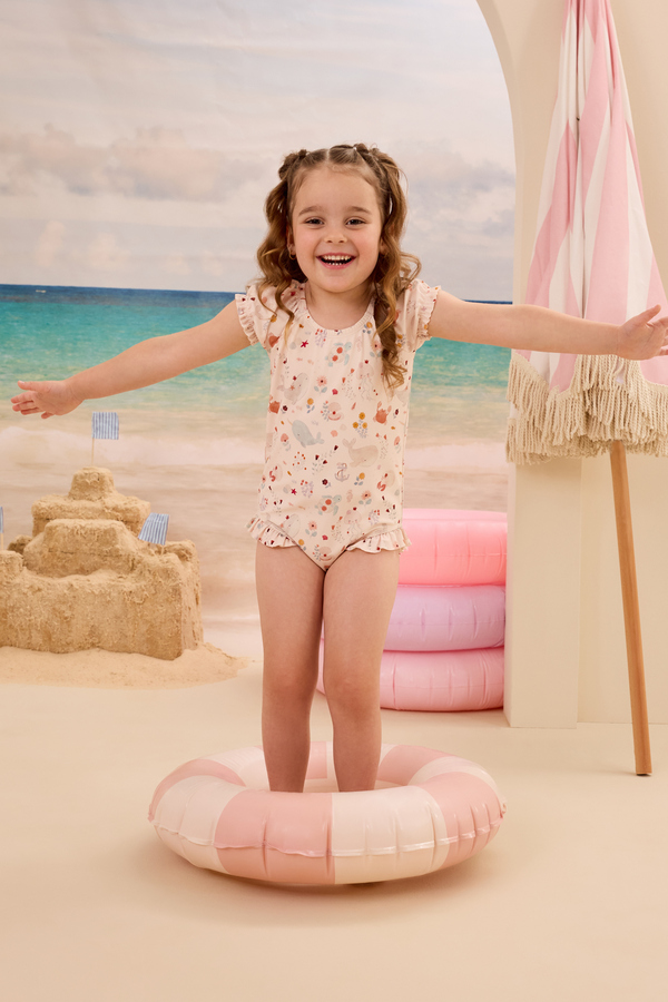 Sea Creature Puff Sleeve One Piece Swimsuit - Altar'd State