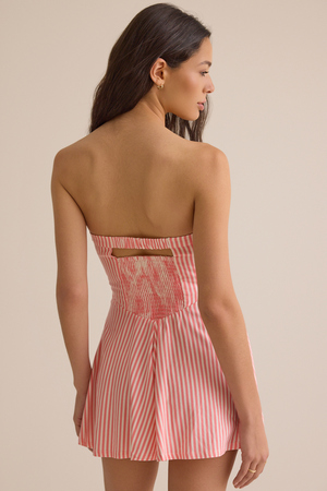 Carlie Strapless Stripe Romper - Altar'd State - 