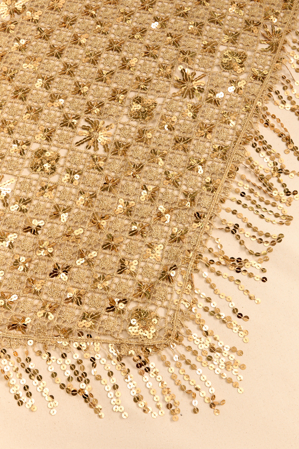 Jada Crochet Sequin Fringe Scarf Detail 3 - Altar'd State