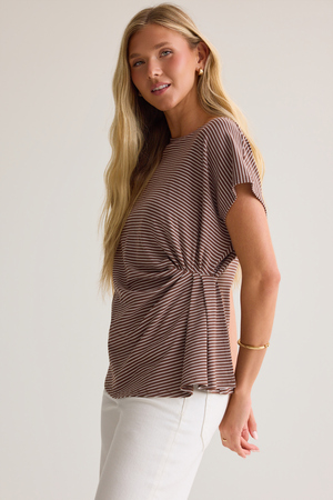 Mason Striped Cinched Waist Shirt - Altar'd State - 