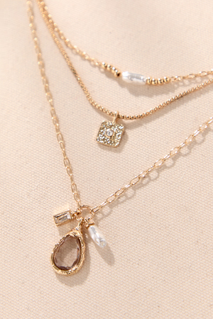 Radiant Pearl & Lock Layered Necklace - Altar'd State - 