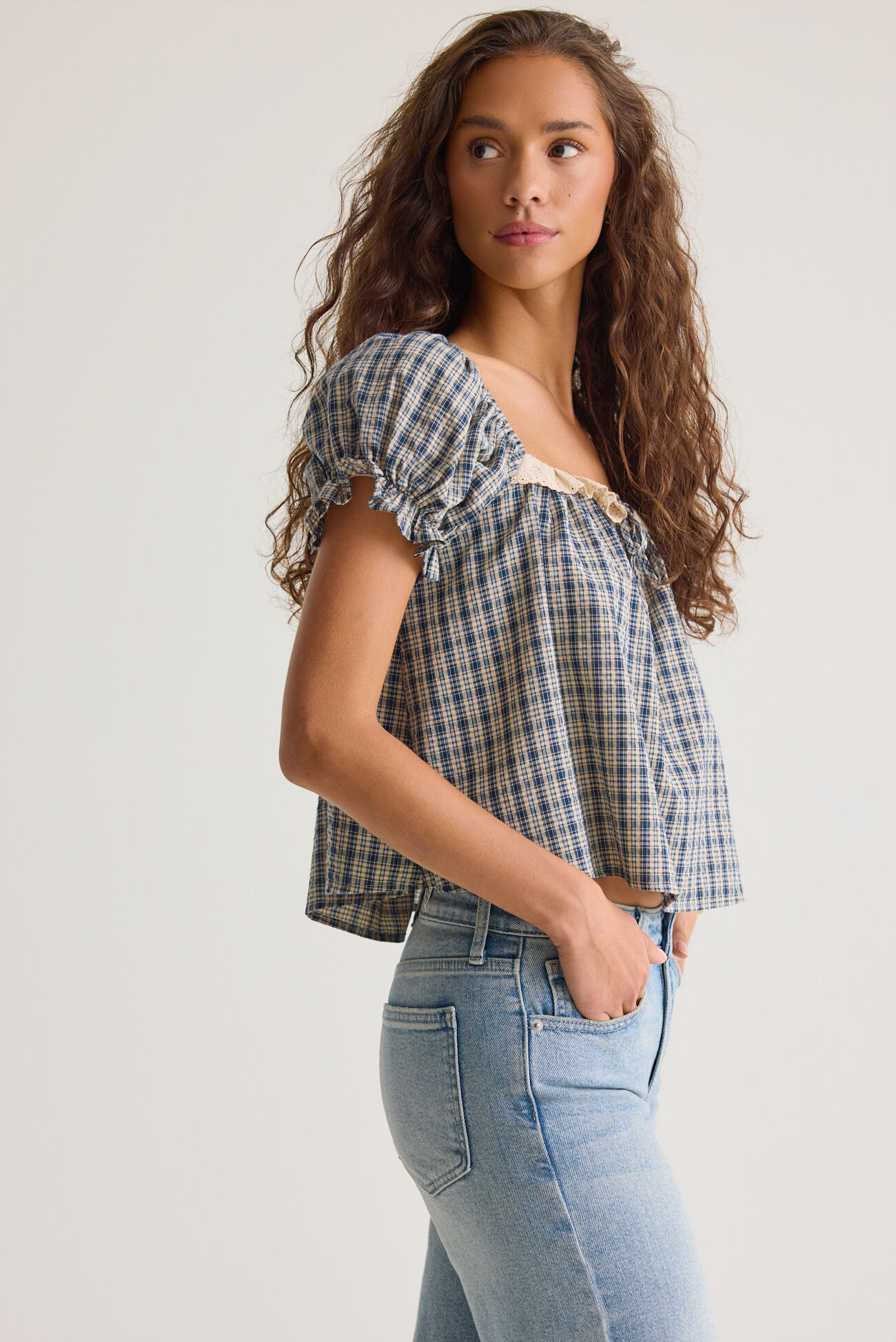 Abbi Gingham Babydoll Top